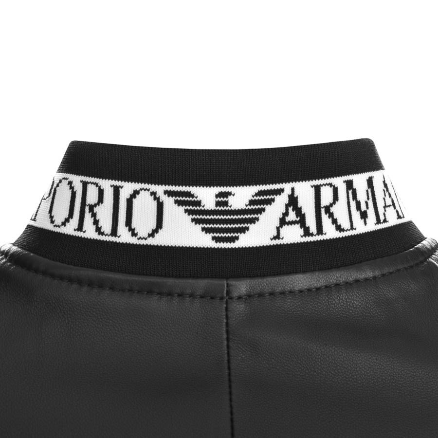 Alternative Image for ProductEmporio Armani Leather Bomber Jacket Black3